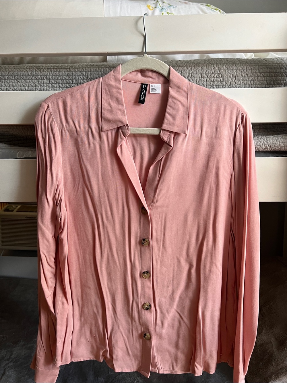 H&M Dusty Pink Long-Sleeve Button-Down Shirt